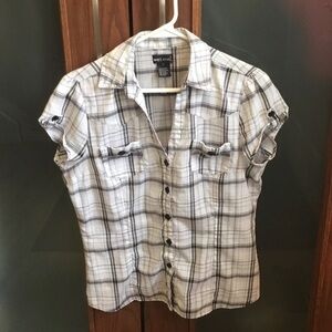 Wet Seal Black and White Plaid Button-Up Shirt